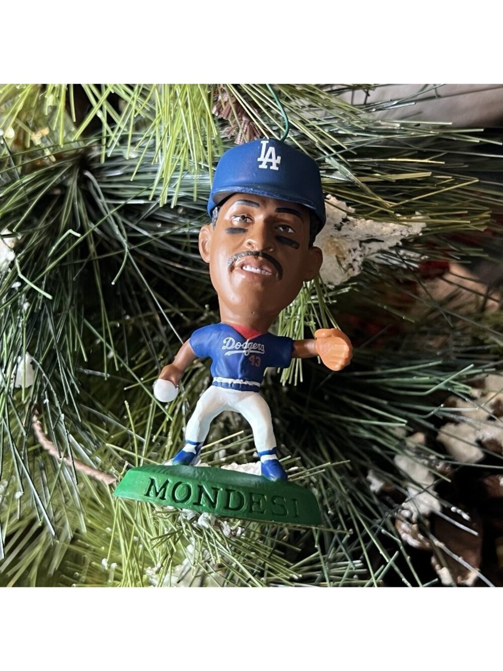 Raul Mondesi Headliners Christmas Tree Ornament Vintage 90s Los Angeles Dodgers